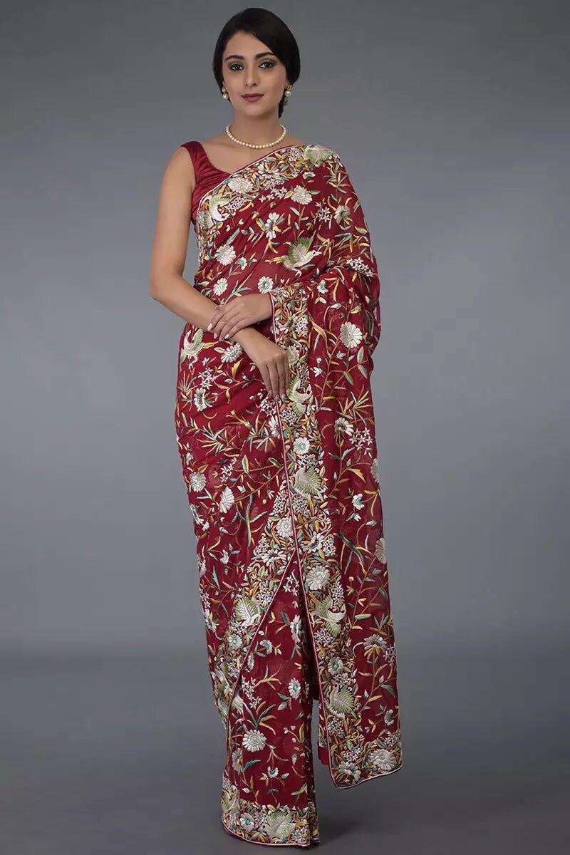 Maroon Ladies Georgette Saree