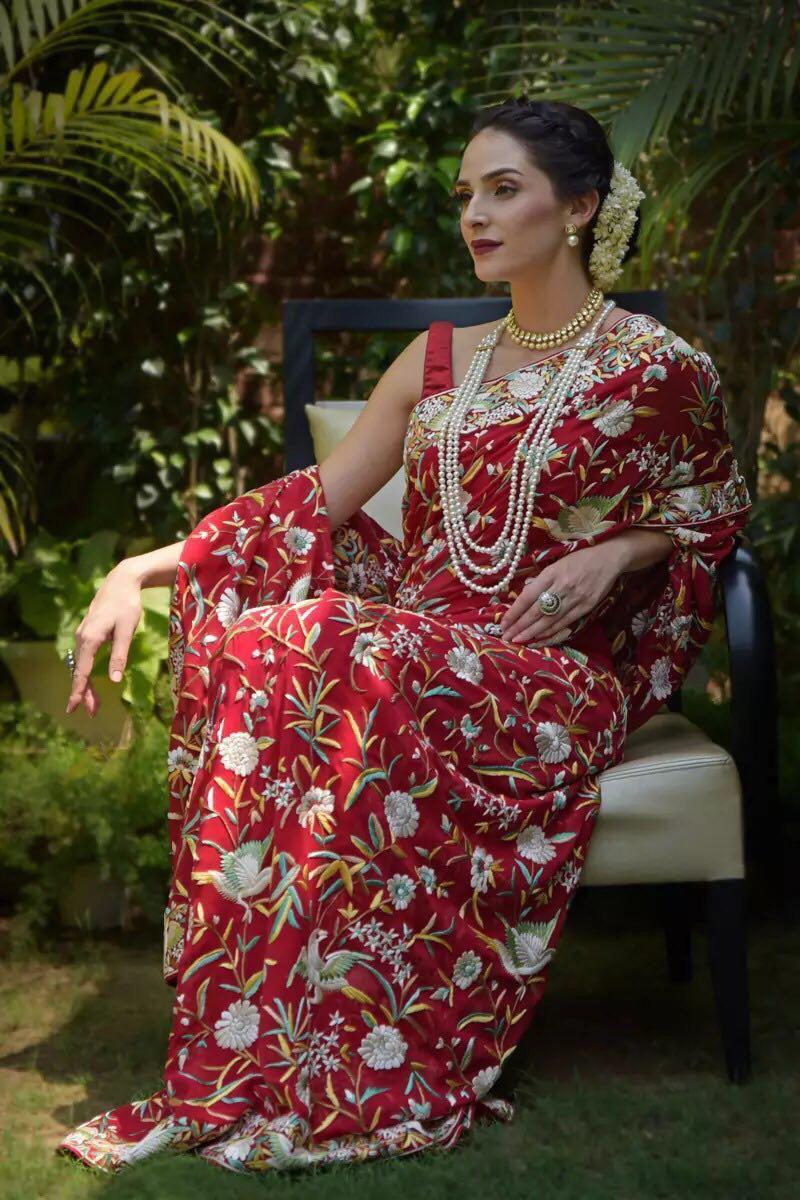 Maroon Ladies Georgette Saree