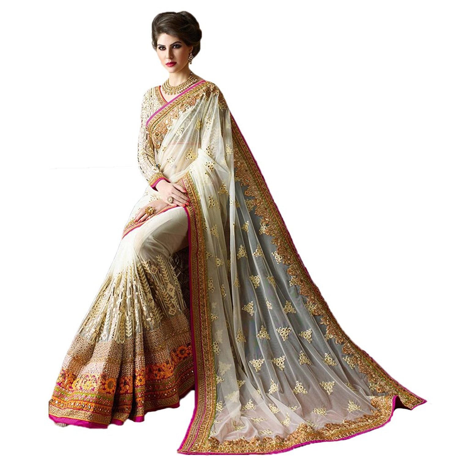 White Silk Saree