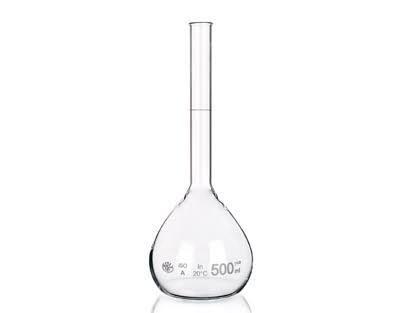Glass Flask Volumetric "B" With One Mark, Stopper Made Of Polythene 500ml