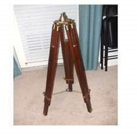 Natural Teak Wood Nautical Floor Lamp - Wooden Tripod Lighting Stand Shade