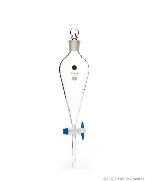 Separating Funnels "A" With Glass Stopcock & I/c Glass/polythene Stopper, Squibb Shape 500ml - Glass, 500ml Size, Standard Shape, Autoclavable, Multiple Opening Features For Efficient Separation