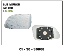 Sub Mirror LAURA - Durable Material, Designed for 4 Wheeler Vehicles | Warranty Included, Left/Right Hand Options