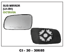 Sub Mirror OCTAVIA LH/RH - Durable Build for 4 Wheeler Vehicles | Warranty Included, Enhanced Visibility