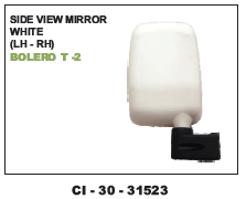 Side View Mirror White Bolero T-2 (Cinew) - 4 Wheeler | Warranty Included, Durable Design, Easy Installation, Enhanced Visibility Features