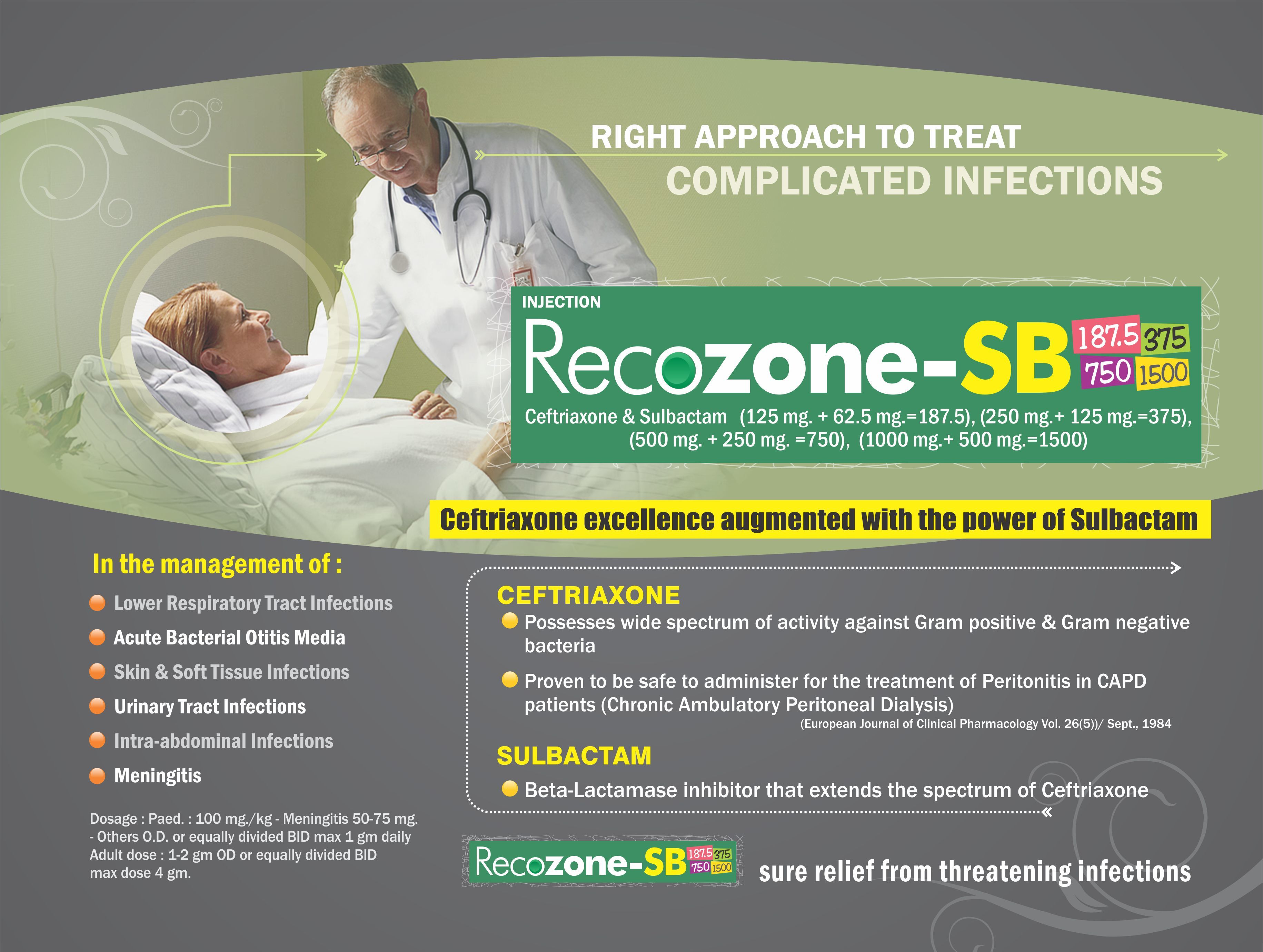 Ceftriaxone 250 Mg & Sulbactam 125 Mg - Injection Powder | Anti-bacterial For Genito-urinary, Gyne, Intra-abdominal, Skin, Bone & Joint Infections