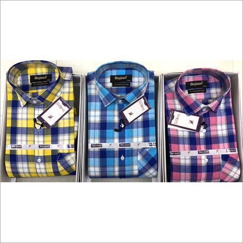 Cotton Check Shirts Collar Style: Straight