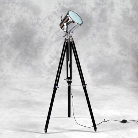 Ahoy Floor Lamp - Brass & Wood, 50 Inches Height, White & Red Colors | Elegant Nautical Design, High Efficiency Spot Light, Handmade For Home & Office Decoration
