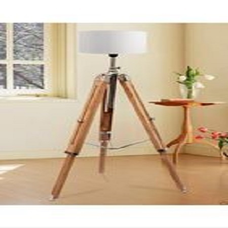 Ahoy Floor Lamp - Brass & Wood, 50 Inches Height, White & Red Colors | Elegant Nautical Design, High Efficiency Spot Light, Handmade For Home & Office Decoration