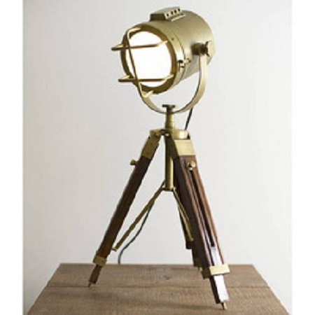Brass & Brown Tripod With Spot Lights