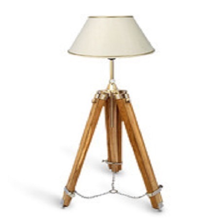 Brown Wood Tripod Floor Lamp - Use With Shade Lampshade