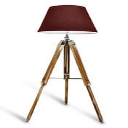 Brown Wood Tripod Floor Lamp - Use With Shade Lampshade