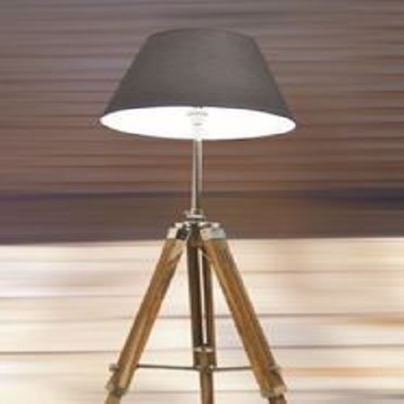 Brown Wood Tripod Floor Lamp - Use With Shade Lampshade