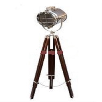 Brass & Brown Tripod With Spot Light