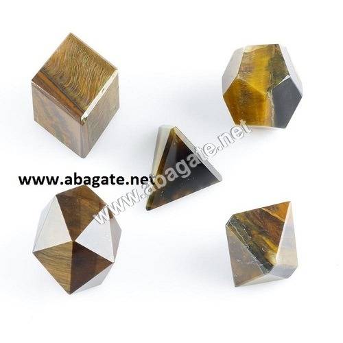 Tiger Eye Geometric Set - Natural Agate, 25mm to 30mm, Yellow | Grade AAA, 100g to 200g, Unique Gemstone Dimensions and Colors