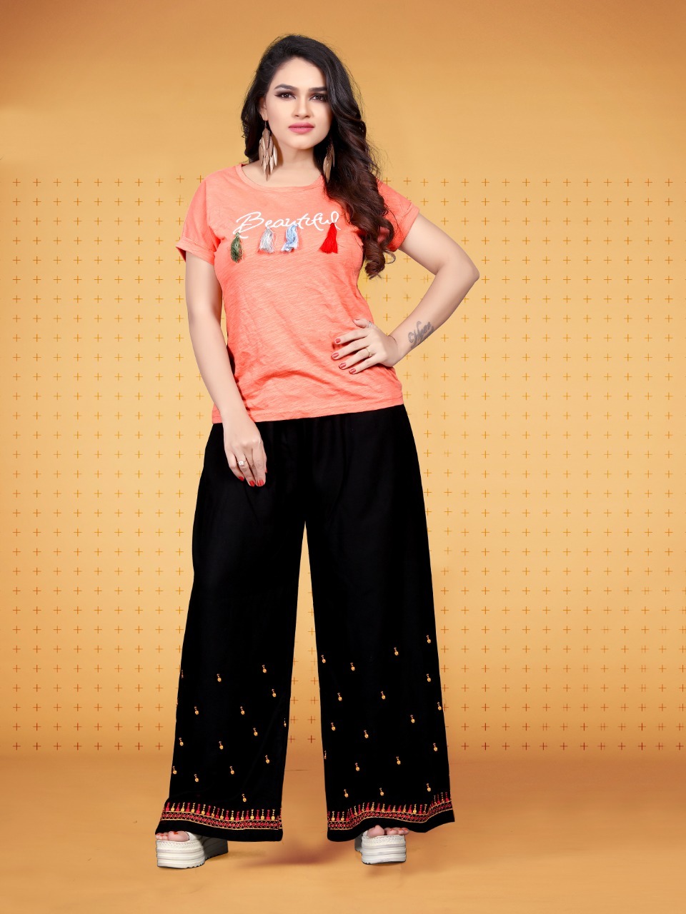 Embroidery Plazzo - Rayon Material, Free Size, White Color | Plus Size, Washable, All Season, Indian Ethnic Style, Embroidered Pattern