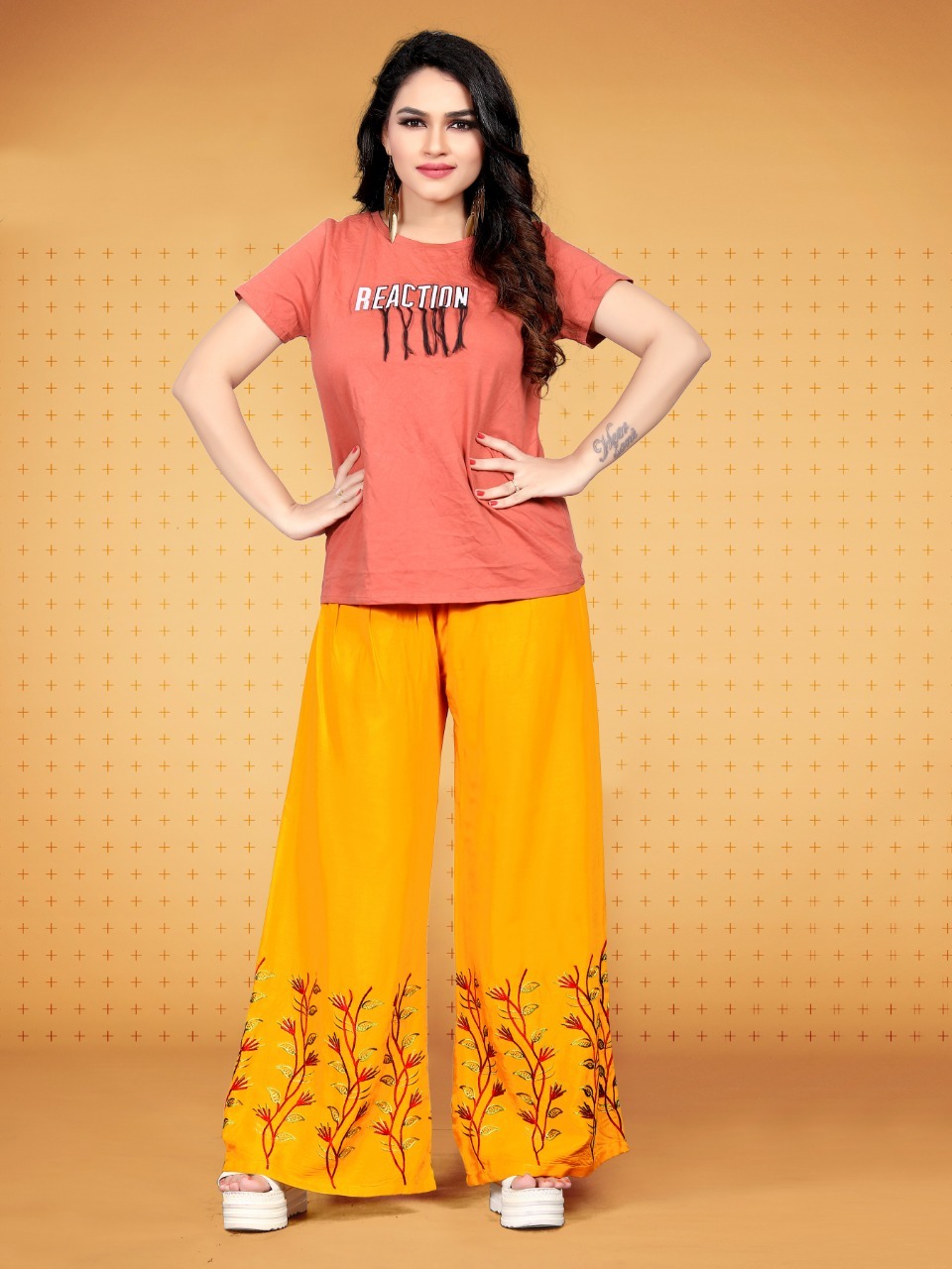 Embroidery Plazzo - Rayon Material, Free Size, White Color | Plus Size, Washable, All Season, Indian Ethnic Style, Embroidered Pattern