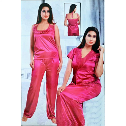 Ladies Satin 2 Piece Night Dress - Satin Fabric, Available in Various Colors | Night Dress for Women, Suitable for All Seasons
