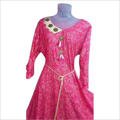 Pink Digital Gold Printed Kurti