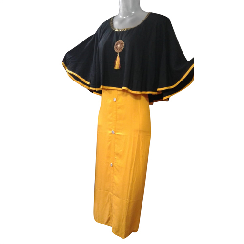 Black & Yellow Ladies Indo Western Rayon Kurti