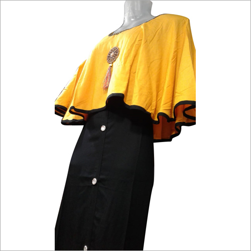 Black & Yellow Ladies Indo Western Rayon Kurti