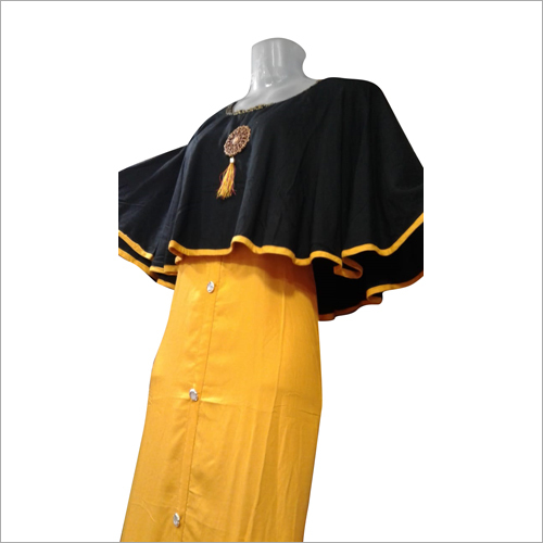 Black & Yellow Ladies Indo Western Rayon Kurti