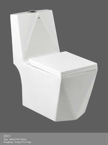 Designer One Piece Water Closet - Ceramic, 485x370x775mm | Comfortable, Durable, Easy Cleaning, Modern Design, Space Saving, Stylish, Water Efficient, Dual Flush