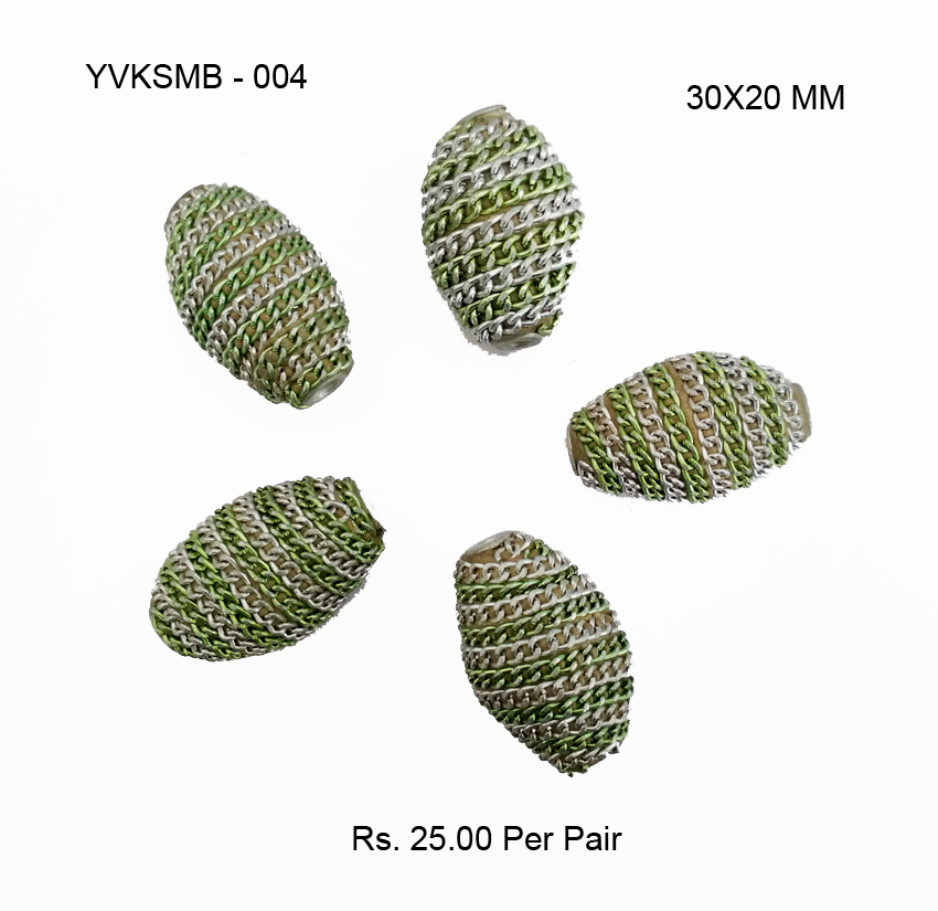 Yvksmb - Polymer Clay Bead 30x20 Mm, Red, Pink, Yellow, Gold, Green | Hand-decorated With Glass Chips, Rhinestones, Drum Shape, 5g Weight