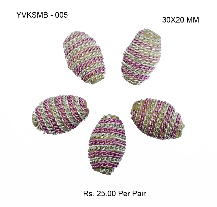 Yvksmb - Polymer Clay Bead 30x20 Mm, Red, Pink, Yellow, Gold, Green | Hand-decorated With Glass Chips, Rhinestones, Drum Shape, 5g Weight