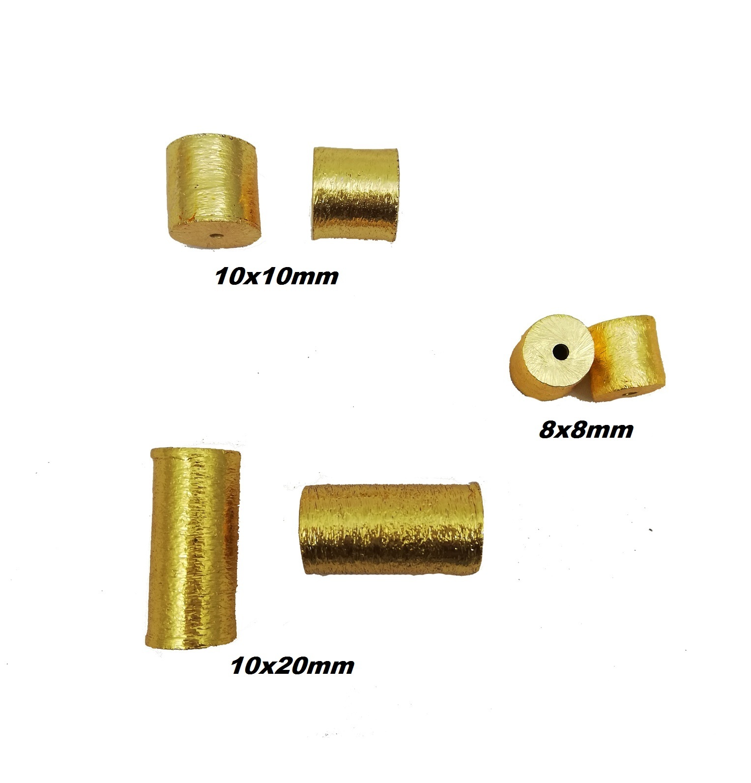 Metals Brushed Gold Plated Drum Shape Bead
