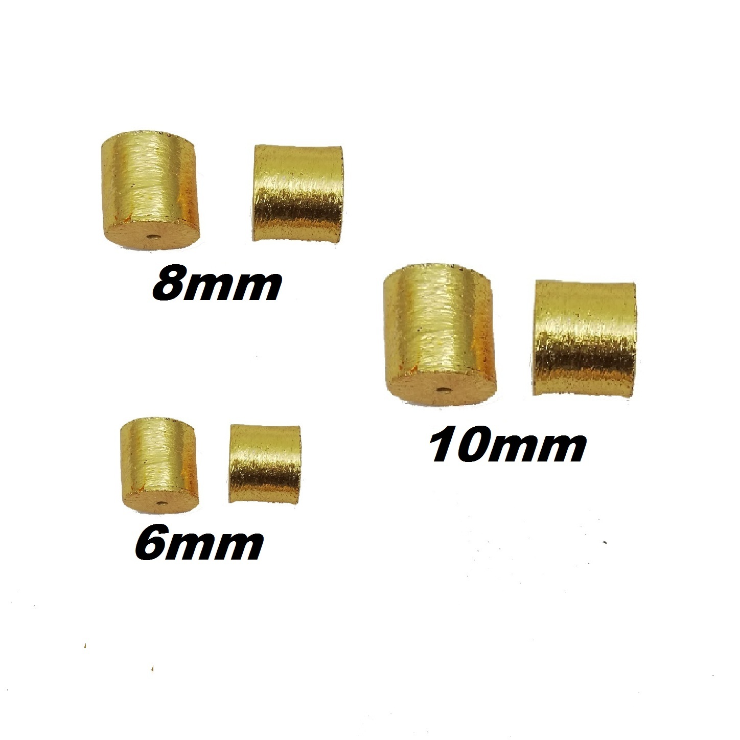 Metals Brushed Gold Plated Drum Shape Bead