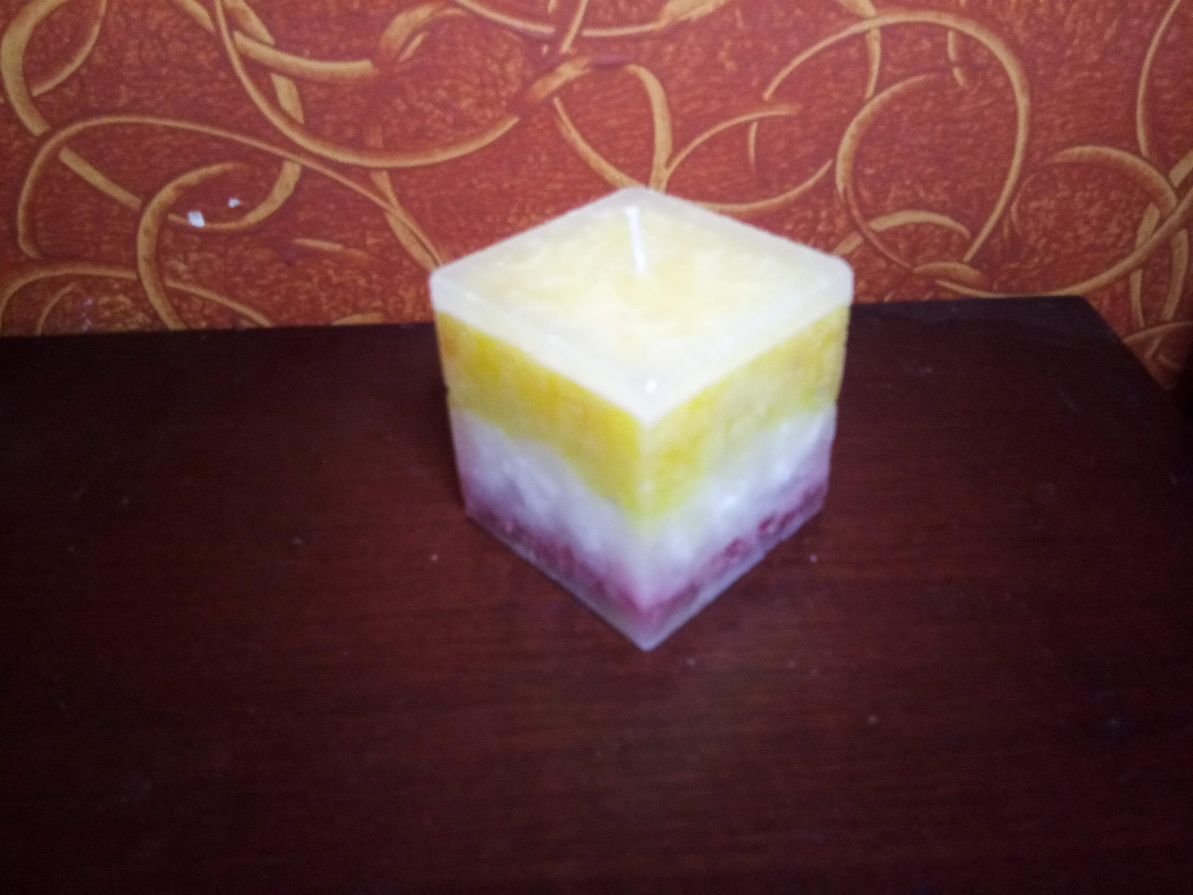 Handmade Granite Candle - Paraffin Wax, 3x3x3 Inches, Multicolor | Cotton Wick, 16 Hours Burning Time, Customizable Size & Shape