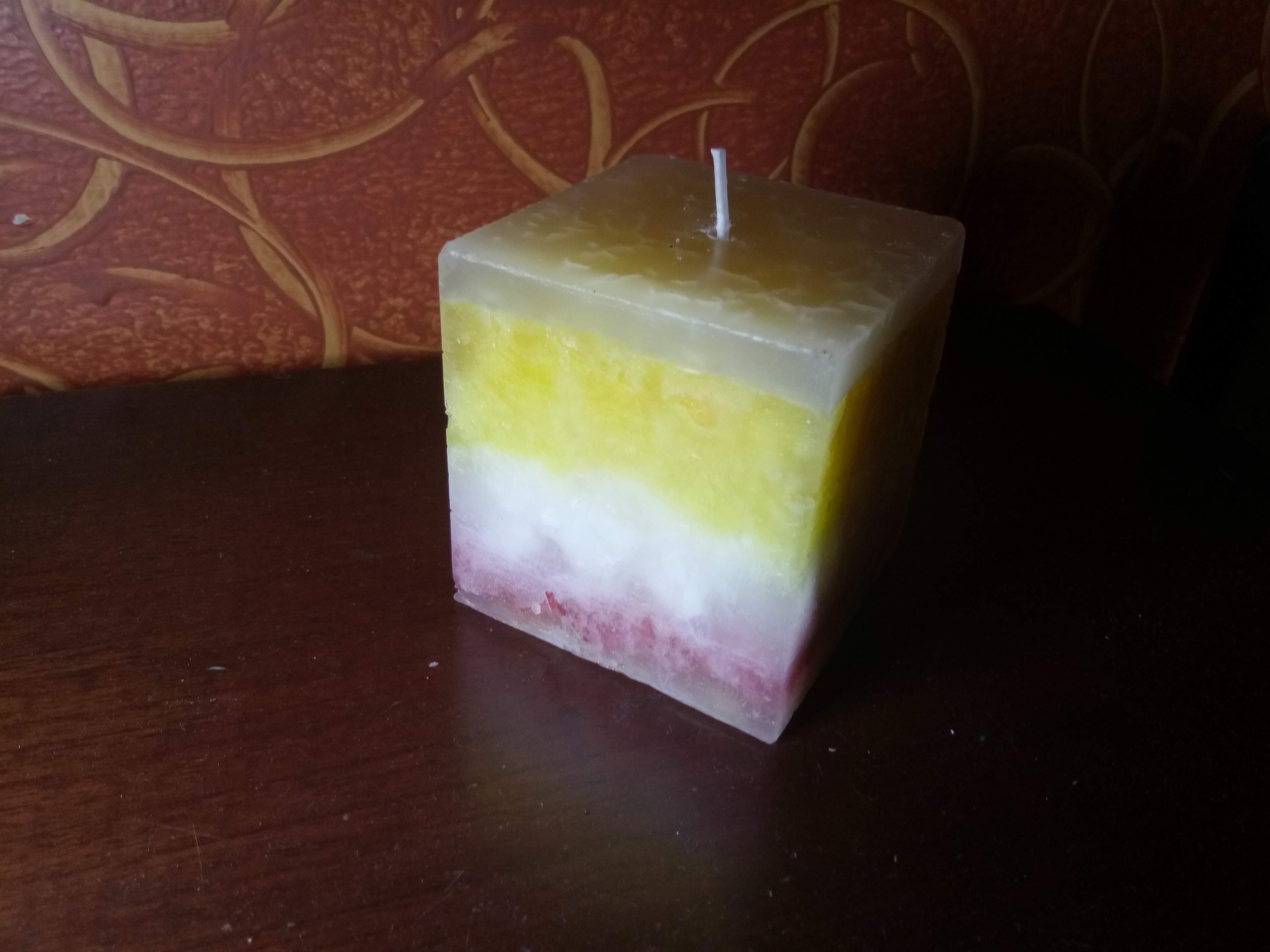 Handmade Granite Candle - Paraffin Wax, 3x3x3 Inches, Multicolor | Cotton Wick, 16 Hours Burning Time, Customizable Size & Shape