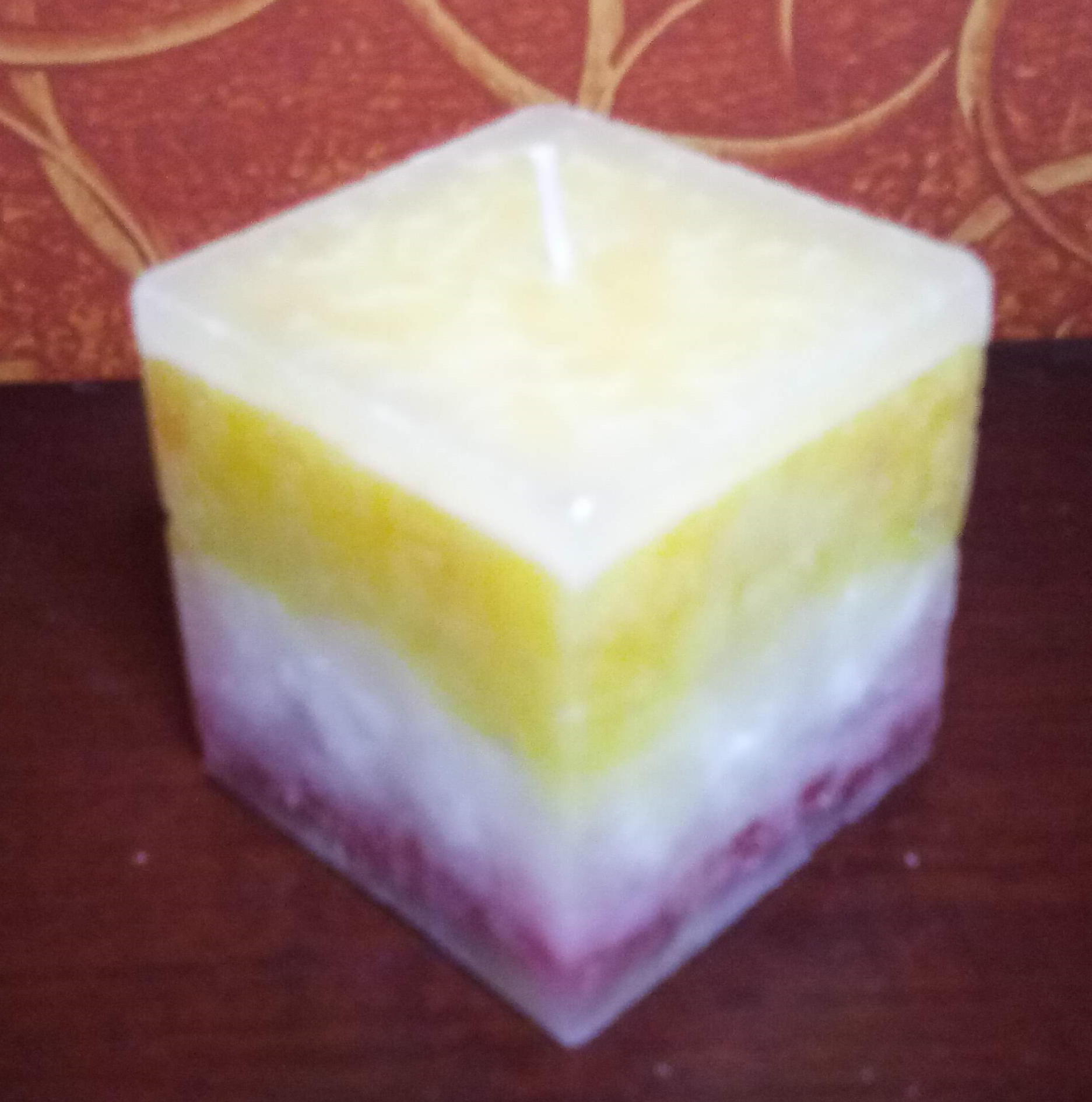 Handmade Granite Candle - Paraffin Wax, 3x3x3 Inches, Multicolor | Cotton Wick, 16 Hours Burning Time, Customizable Size & Shape
