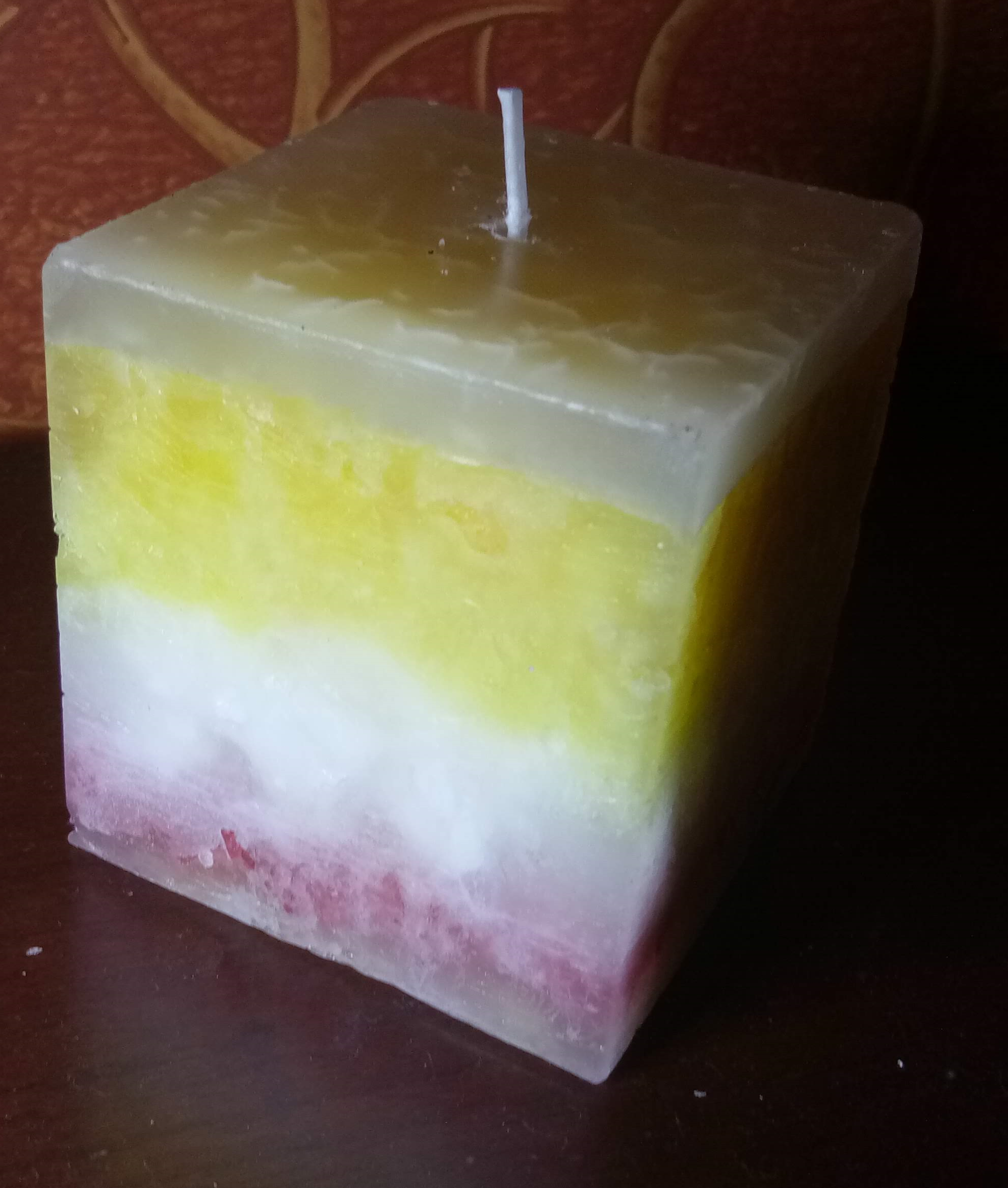 Handmade Granite Candle - Paraffin Wax, 3x3x3 Inches, Multicolor | Cotton Wick, 16 Hours Burning Time, Customizable Size & Shape