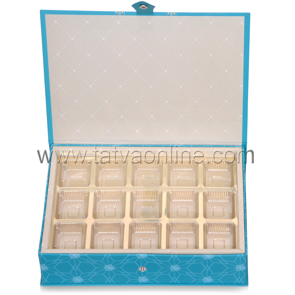 Fancy Decorative Box - Paper 23.6 X 14.4 X 5.6 Cms | Turquoise Color 3 Partitions For Dry Fruits Customizable For Chocolates & Sweets