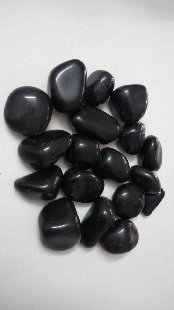 Tumbled Stone / Small Size Smokey Grey Color Machine Polished Pebbles Stone - Size: 15mm - 30mm - 60mm