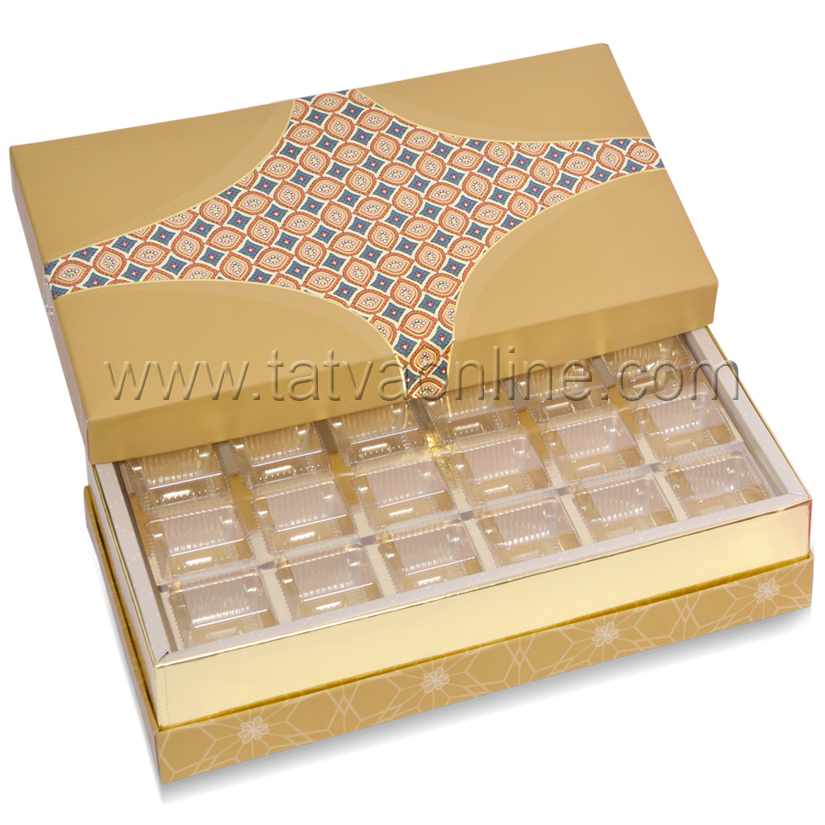 Designer Dry Fruit Gift Box - Rectangular 30x15.6x5.6 Cms | Premium Paper, Gold Foil Stamping, 5 Partitions For Versatile Gifting Options