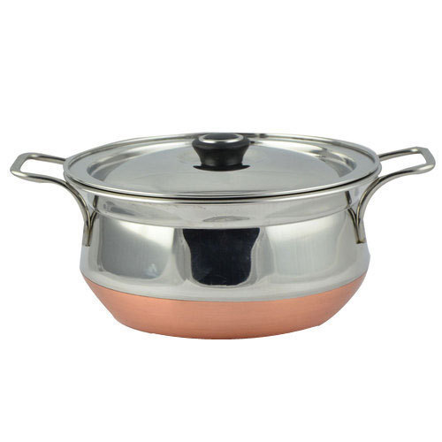 Round Steel Copper Bottom Handi