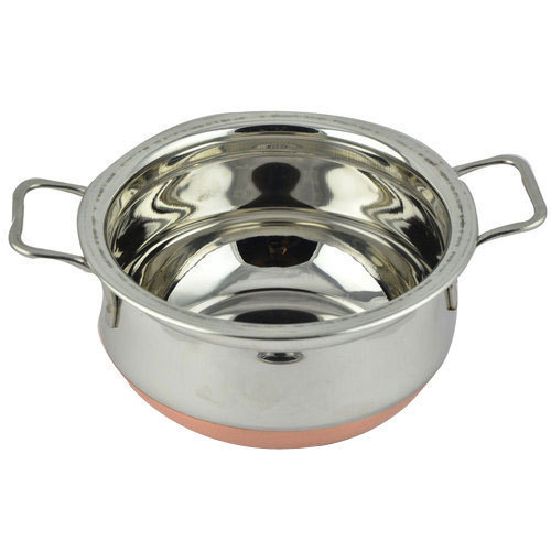 Round Steel Copper Bottom Handi