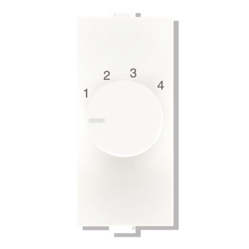 Pressfit One Modular Dimmers And Ceiling Fan Regulators - Plastic, 300 Watt, 240 Volt | White Color, Smooth Rotary Switch For Light Intensity Control, Step Fan Speed Regulation