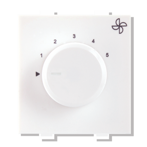 Pressfit One Modular Dimmers And Ceiling Fan Regulators - Plastic, 300 Watt, 240 Volt | White Color, Smooth Rotary Switch For Light Intensity Control, Step Fan Speed Regulation