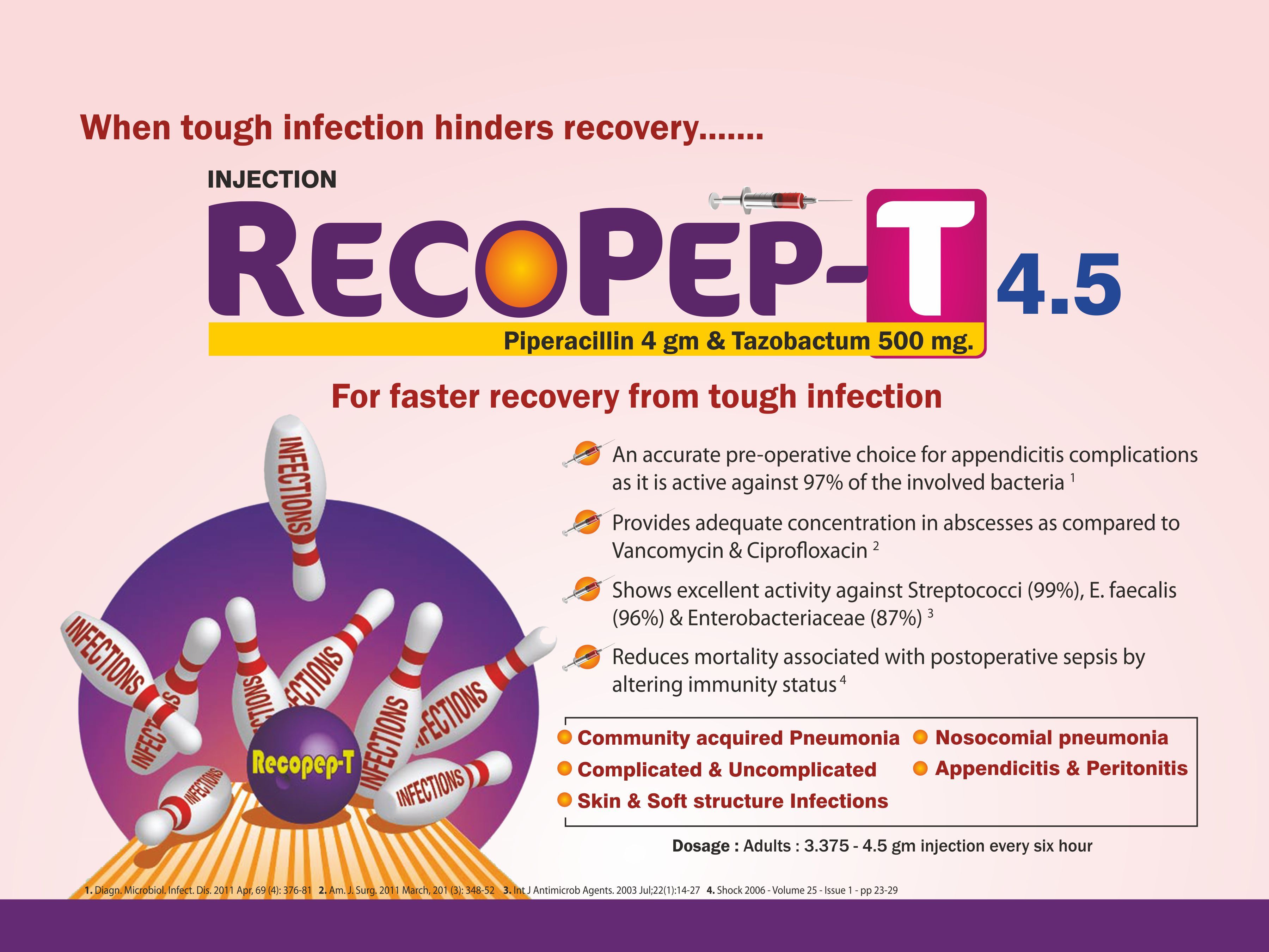 Piperacillin 4 Gm & Tazobactam Sod. 500 Mg Injection