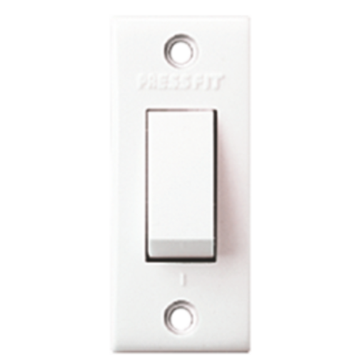 Pressfit Gold 6 Amp. Electrical Switches - Plastic Material, 1 Way & 2 Way Options, White Color, Rated Voltage 240V, Dust & Stain Resistant Design