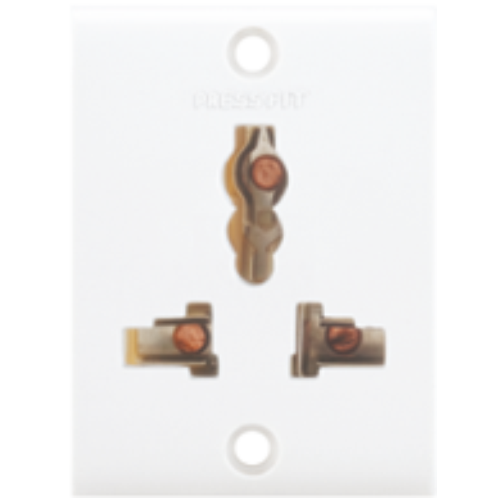 Pressfit Gold 6 Amp Electrical Sockets - Plastic, White & Ivory Gold, 3 Pin To 5 Pin Universal Sockets, Easily Combines With Electric Switch