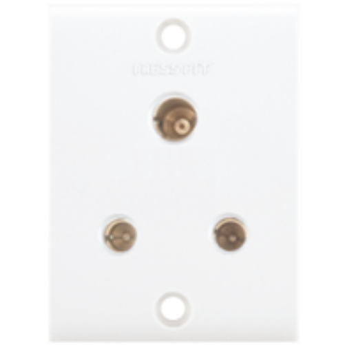 Pressfit Gold 6 Amp Electrical Sockets - Plastic, White & Ivory Gold, 3 Pin To 5 Pin Universal Sockets, Easily Combines With Electric Switch