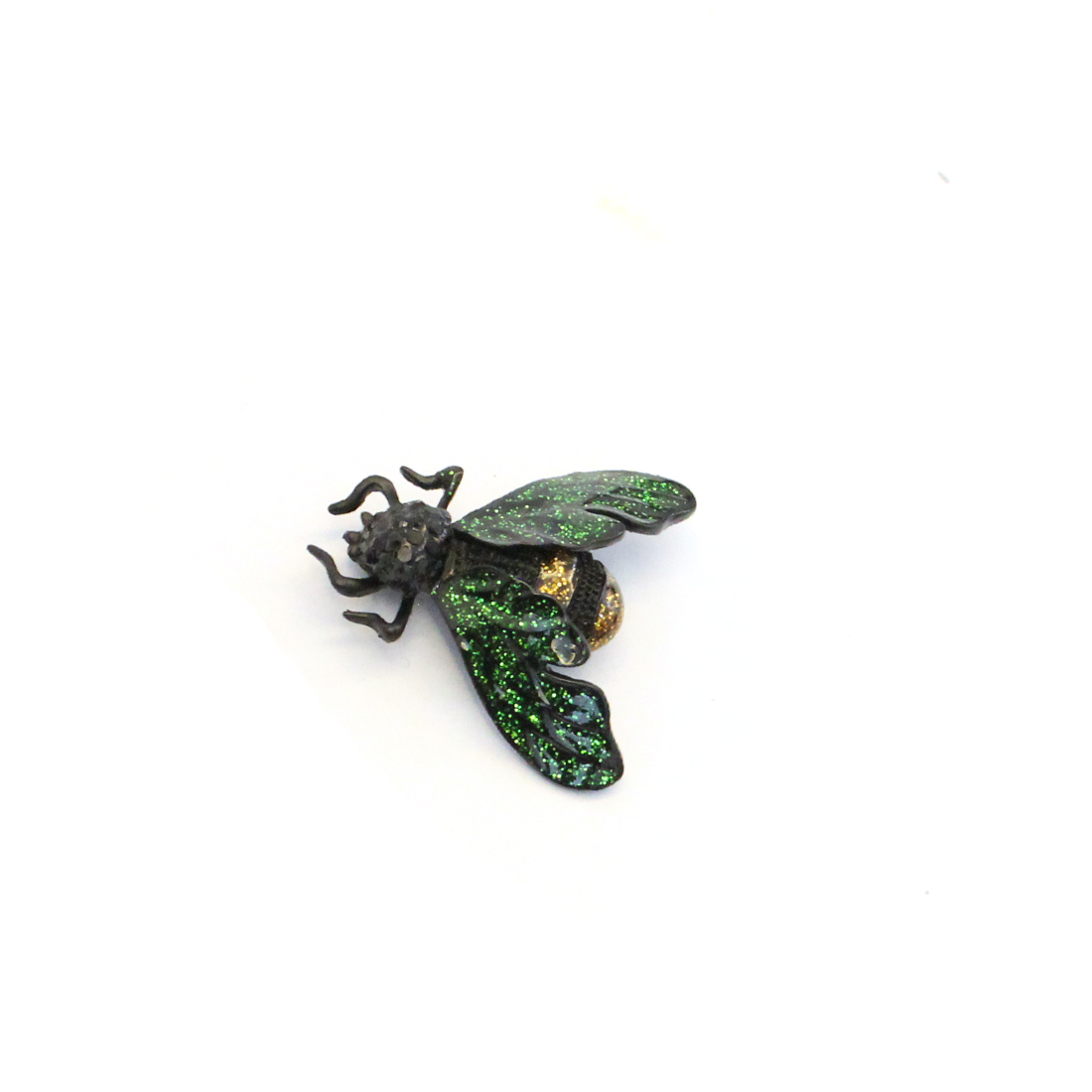 Black Makkhi Green Shinning Brooch