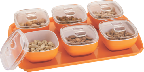 ऑरेंज बहुउद्देश्यीय कटोरा और ट्रे