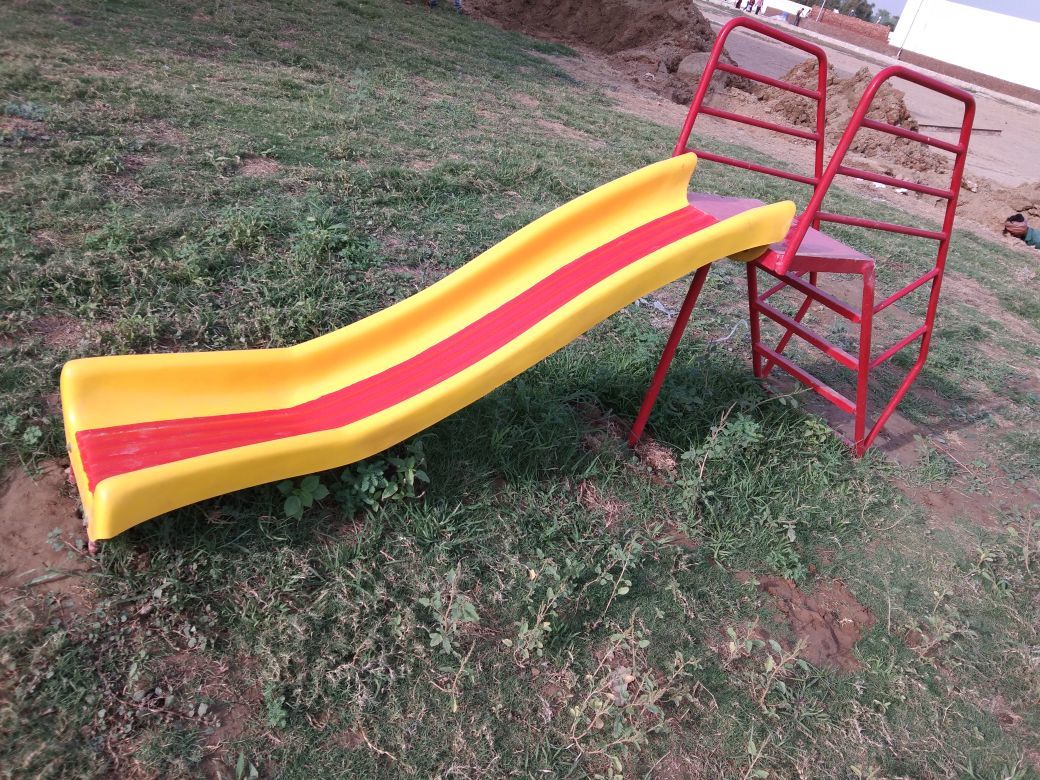 Playground Slide - Ms Structure, 6/9/12 Feet Size, Yellow And Red Colors | Safety Edges, Softly Rounded, Attractive Design For Ages 3-15