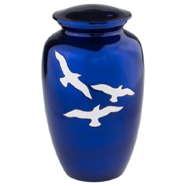 Brass Cremation Urn - Enamel Finish, Custom Size, Red Color | Beautiful American Religious Design, Crafted By Casting